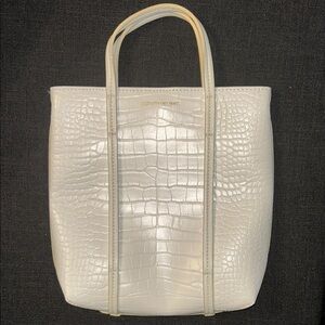 Elizabeth and James White Croc-Embossed Tote Bag